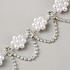 1 Yard Flower Alloy Rhinestone Link Chains LCHA-GF0001-01A-1