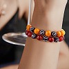 Dark Orange Natural Yellow Jade Round Beaded Stretch Bracelet BJEW-SW00077-07-5
