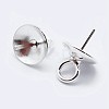 925 Sterling Silver Cup Pearl Bail Pin Pendants STER-F036-04S-4mm-2
