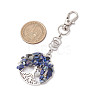 Natural Lapis Lazuli Chips Beads & Alloy Tree of Life Pendant Decorations HJEW-JM03128-02-3