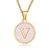 Natural Shell Initial Letter Pendant Necklace LE4192-16-1