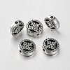 Buddhist Jewelry Findings Tibetan Style Alloy Flat Round Beads X-TIBEB-O004-55-1