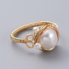 Adjustable Natural Pearl Finger Rings X-RJEW-JR00290-02-2