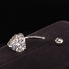 Platinum Plated Body Jewelry Heart Cubic Zirconia Brass Navel Ring Navel Ring Belly Rings AJEW-EE0001-01B-2