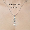 201 Stainless Steel Hollow Leaf Pendant Necklace NJEW-OY001-68-3