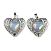 Opalite Peach Love Heart Pendants G-G158-01V-1