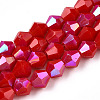 Opaque Solid Color Electroplate Glass Beads Strands EGLA-A039-P6mm-L02-1