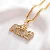 Alloy Full Crystal Rhinestone Crown with Word KING Pendant Necklaces for Unisex WGC5C6D-01-1