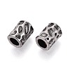 304 Stainless Steel Textured European Style Large Hole Beads STAS-T072-102AS-2