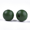 Painted Natural Wood European Beads WOOD-S049-06D-2
