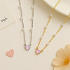 4Pcs 2 Colors Alloy & Resin Pink Heart Pendant Necklaces with Imitation Pearl NJEW-HY0001-12-3