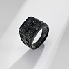 Square with Cross Pattern 304 Stainless Steel Finger Rings for Men FS-WGAC6B1-12-1