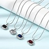 304 Stainless Steel Pave Cubic Zirconia Pendant Necklaces SA-CBADCF0-03P-1