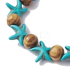 Beach Starfish Dye Synthetic Turquoise Beaded Stretch Barcelets BJEW-JB10293-01-3