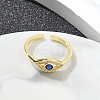 Rack Plating Brass Micro Pave Cubic Zirconia Open Cuff Finger Rings for Women RJEW-M028-76G-2