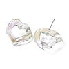 Resin Open Heart Stud Earrings with 304 Stainless Steel Pin EJEW-D056-08P-2