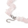 Natural Rose Quartz Chip Beaded Necklaces with 304 Stainless Steel Lobster Claw Clasp & Chain Extender NJEW-JN04225-01-3