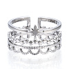 304 Stainless Steel Star Open Cuff Ring RJEW-N040-13-2