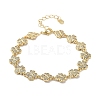 Rack Plating Brass Pave Clear Cubic Zirconia Clover Link Chain Bracelets for Women BJEW-R317-08G-1