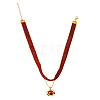 Alloy Resin Oval Pendant Single Face Dark Red Velvet Ribbon & Brass Chain Double Layered Choker Necklaces NJEW-TAC0038-2