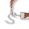 Cowhide Leather Braided Twist Rope Shape Cord Bracelets with Brass Clasp for Women BJEW-JB09110-6