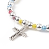 4Pcs 4 Color Glass & Synthetic Hematite Round Beaded Stretch Bracelets Set BJEW-JB08944-6