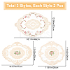 Gorgecraft 6Pcs 3 Style Polyester Embroidery Table Mats AJEW-GF0004-86-2