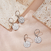 4 Pairs Brass Textured Flat Round Leverback Earrings EJEW-HS0001-22P-5