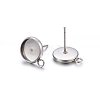 Non-Tarnish 304 Stainless Steel Stud Earring Settings X-STAS-H467-08P-12mm-1