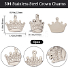 8Pcs 304 Stainless Steel Pendants STAS-BBC0003-66-2