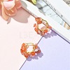 Natural Red Agate Chips Braided Hoop Earrings EJEW-JE04940-18-3