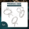 1Pc Adjustable Rhodium Plated 925 Sterling Silver Ring Findings STER-BC0002-38P-2