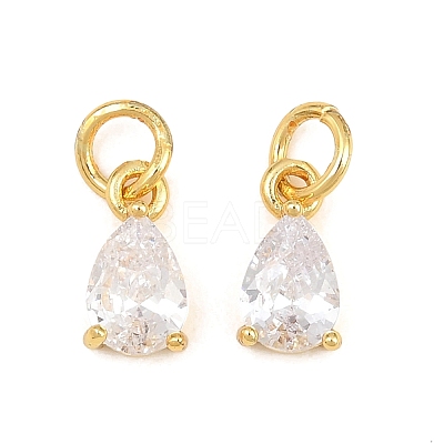 Brass Pave Cubic Zirconia Charms KK-K340-51G-09-1