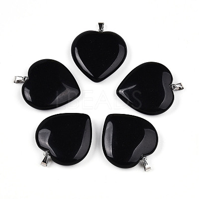 Natural Obsidian Pendants G-S364-006F-1