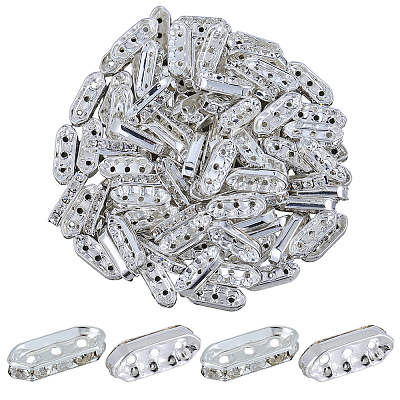 100Pcs Alloy Crystal Rhinestone Spacer Bars FIND-SC0021-30-1