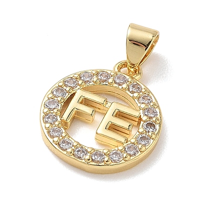 Brass Micro Pave Clear Cubic Zirconia Pendants KK-L268-019G-02-1