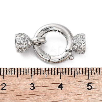 Rack Plating Brass Micro Pave Cubic Zirconia Fold Over Clasps ZIRC-P117-02A-P-1