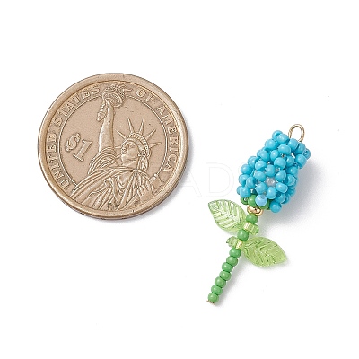 Glass Seed Beaded Rose Pendants PALLOY-MZ00959-06-1