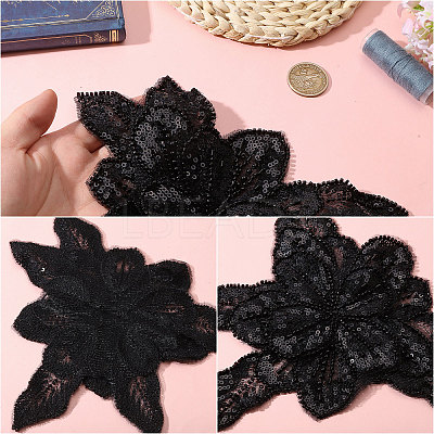 2Pcs Fabric with Tube Beads and Pearl Beads & Sequins Patches DIY-PH0038-13A-1