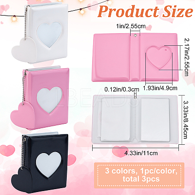 3 Books 3 Colors 32-Pocket 3 Inch PVC Mini Photo Albums AJEW-CP0001-89-1