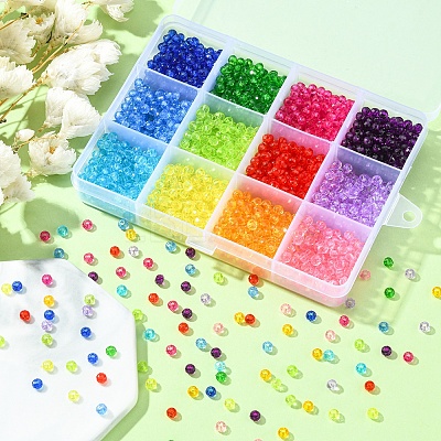 2016Pcs 12 Colors Transparent Acrylic Beads TACR-YW0001-61-1