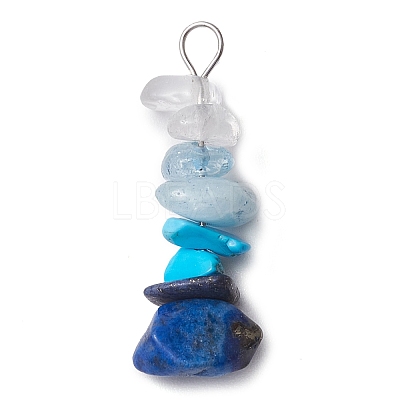 10Pcs 10 Styles Gradient Color Mixed Gemstone Chip Beaded Pendants PALLOY-JF02790-1