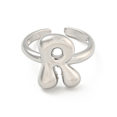 Brass Letter Open Cuff Rings for Women RJEW-G313-01R-P-1