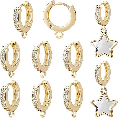 10Pcs Brass Huggie Hoop Earring Findings KK-BC0008-83-1