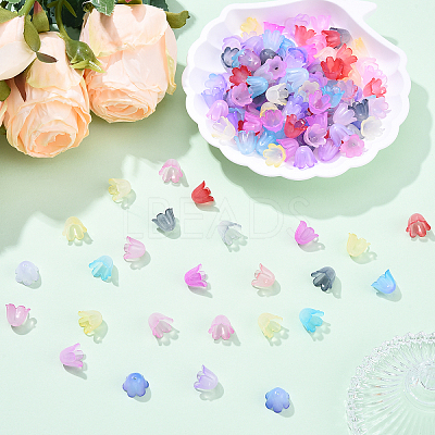 160Pcs 8 Colors Acrylic Bead Caps SACR-YW0001-78-1