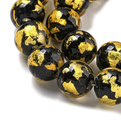 Handmade Silver/Gold Foil Lampwork Beads Strands LAMP-L079-07D-1