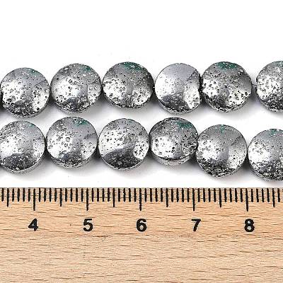 Electroplated Natural Lava Rock Beads Strands G-K388-01G-1