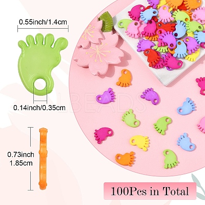 100Pcs Baby Shower Ornaments Acrylic Baby Feet Pendants MACR-YW0004-07-1
