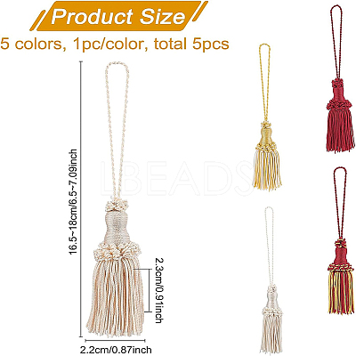 5Pcs 5 Colors Polyester Tassel Pendant Decorations DIY-BC0005-62-1
