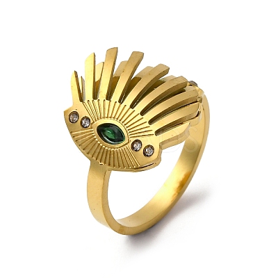 304 Stainless Steel with Rhinestone Open Rings RJEW-Q020-02G-1
